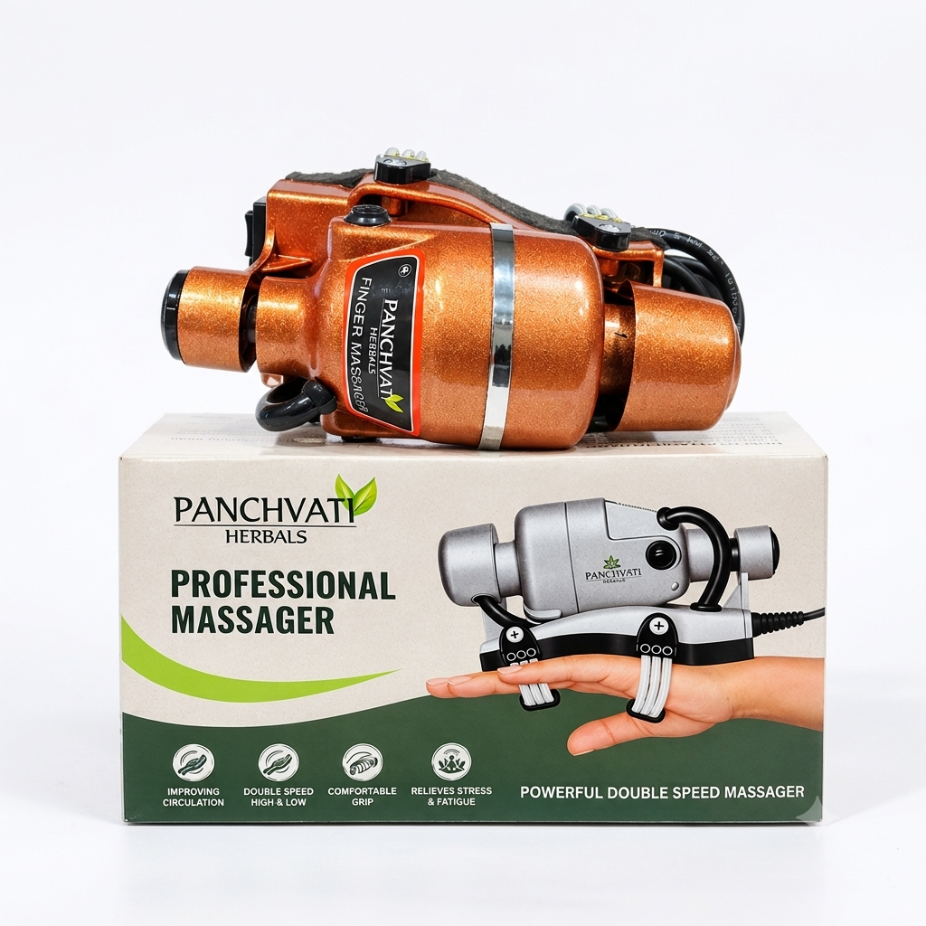 Panchvati Herbals Professional Finger & Hand Massager | Double-Speed Electric Therapy Machine | Relieves Hand Fatigue, Stress & Muscle Pain | Copper Color