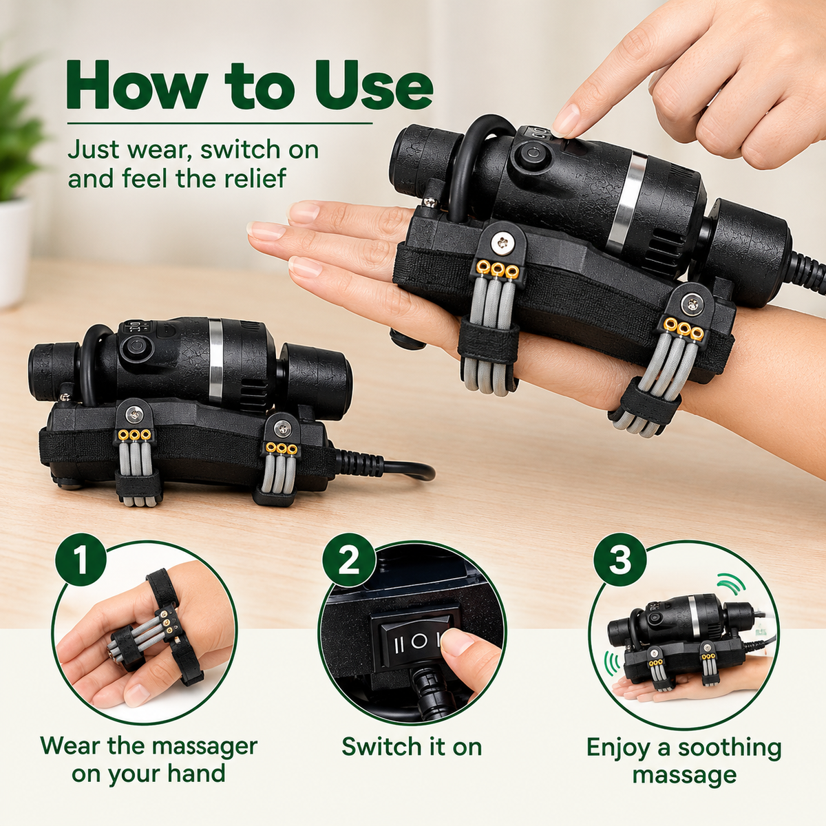 Panchvati Herbals Black Electric Body Massager for Deep Muscle Relaxation, Neck, Shoulder & Back Massage with Powerful Motor and Ergonomic Handle