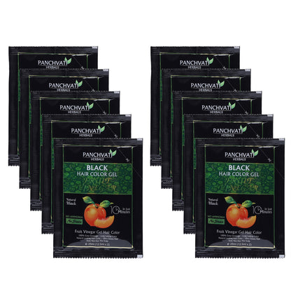 Fruit Vinegar Black Hair Color Gel |  100% Grey Coverage | 25mm × 10 Pouch= 250 ml