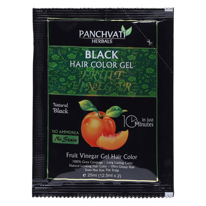 Fruit Vinegar Black Hair Color Gel |  100% Grey Coverage | 25mm × 10 Pouch= 250 ml
