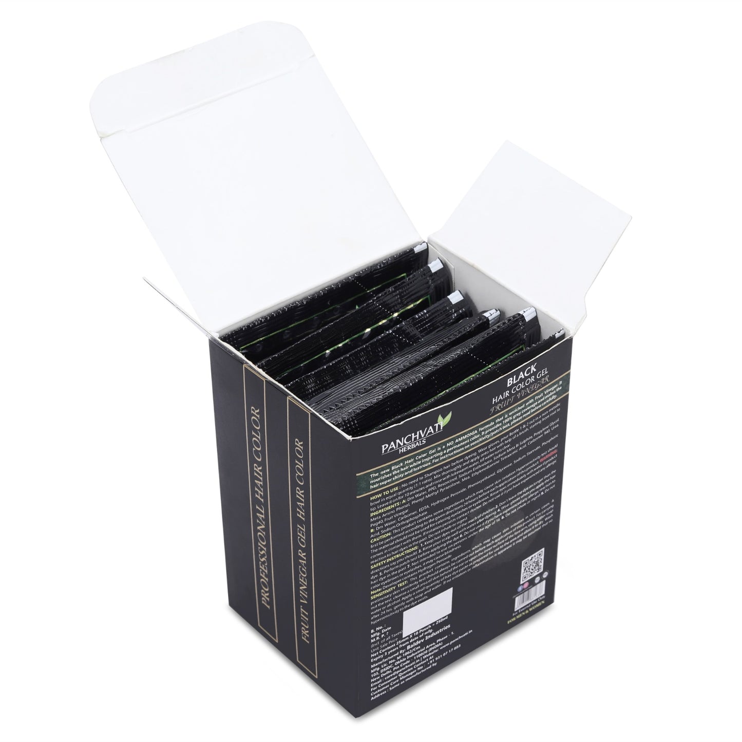 Fruit Vinegar Black Hair Color Gel |  100% Grey Coverage | 25mm × 10 Pouch= 250 ml