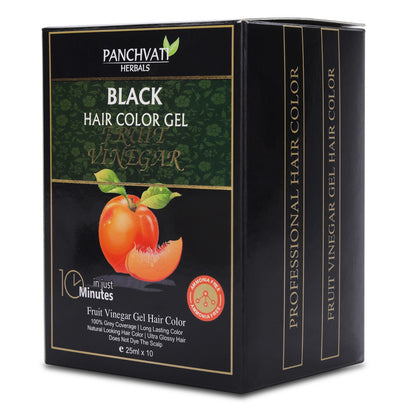 Fruit Vinegar Black Hair Color Gel |  100% Grey Coverage | 25mm × 10 Pouch= 250 ml