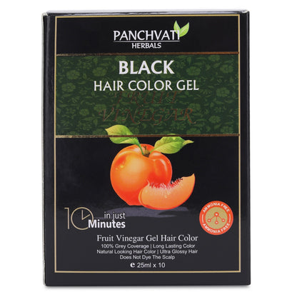 Fruit Vinegar Black Hair Color Gel |  100% Grey Coverage | 25mm × 10 Pouch= 250 ml