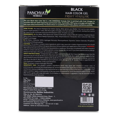Fruit Vinegar Black Hair Color Gel |  100% Grey Coverage | 25mm × 10 Pouch= 250 ml