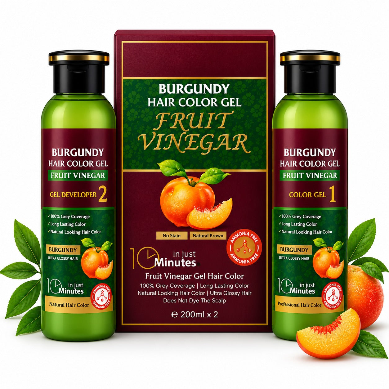 Panchvati Herbals Fruit Vinegar Hair Color Gel Burgundy | No Ammonia | 100% Grey Coverage | No Skin Stain | Long Lasting Hair Color |400 ml