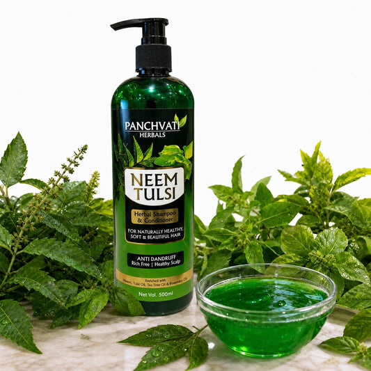 Panchvati Herbals Neem & Tulsi Herbal Shampoo with Conditioner | Anti-Dandruff | For Soft, Smooth & Healthy Hair | 500 ml