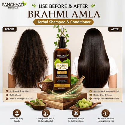 Panchvati Herbals Brahmi Amla Herbal Shampoo & Conditioner for Hair Care, 500 ml Each, Pack of 2 (Total 1000 ml)