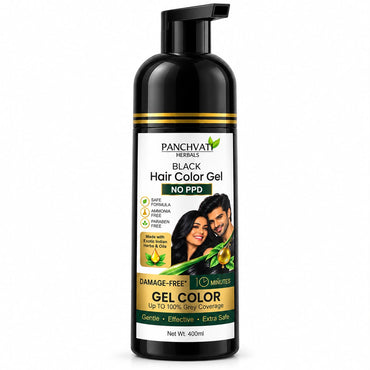 Black Hair Color Gel No PPD, Ammonia Free & Paraben Free |  Hair Dye for Men & Women | 100% Grey Coverage in 10 Minutes | Herbal Hair Colour with 8 Oils & Herbs | Free Application Kit | 400ml