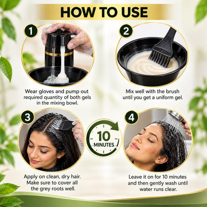 Panchvati Herbals Black Hair Color Gel No PPD, Ammonia Free & Paraben Free Hair Dye for Men & Women | 100% Grey Coverage in 10 Minutes | Herbal Hair Colour with 8 Oils & Herbs | Free Application Kit | 400ml