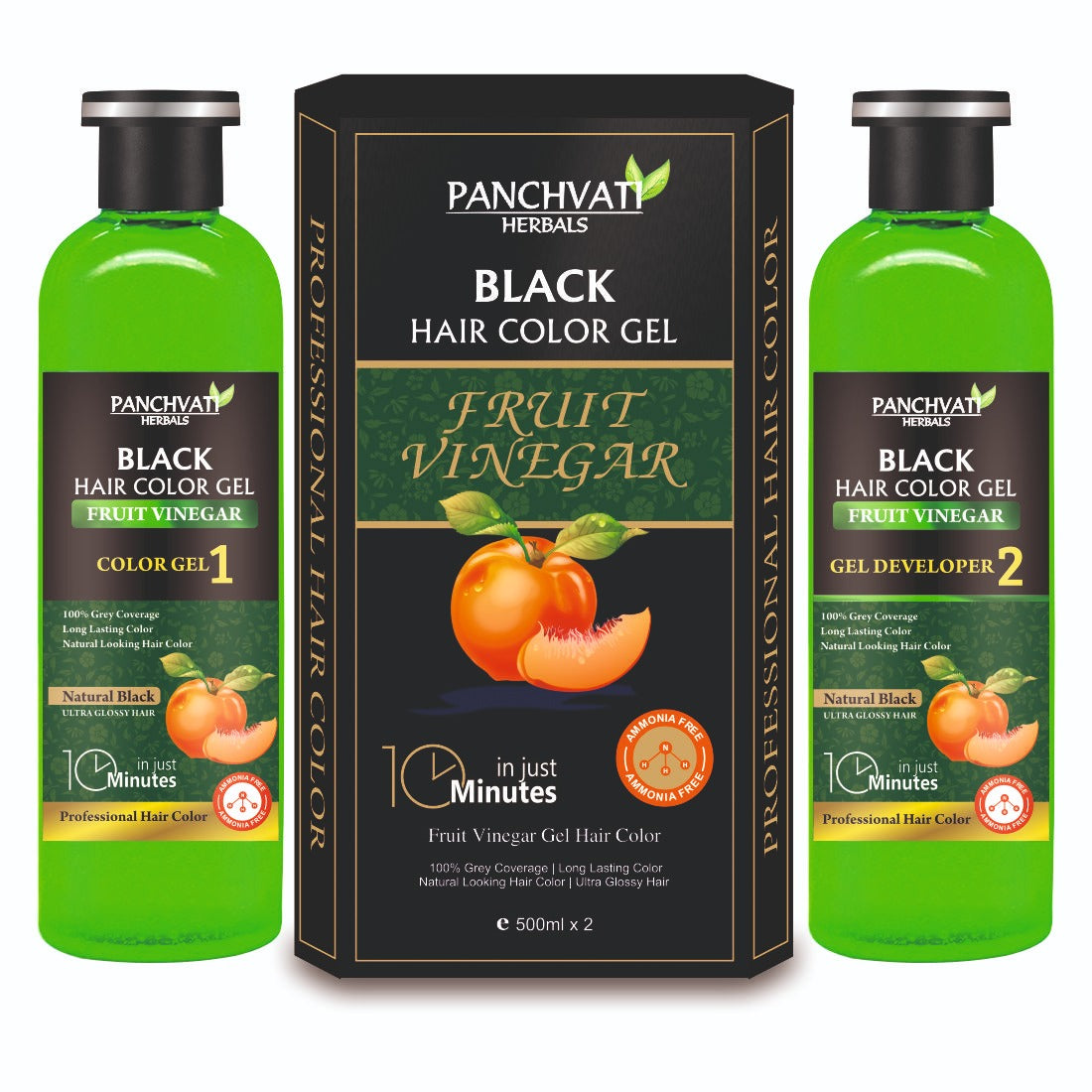 Fruit Vinegar Black Hair Color Gel  (200ml x 2 = 400ml)