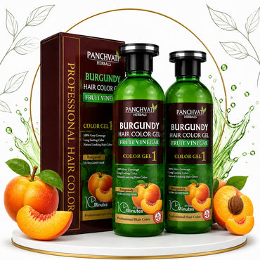 Panchvati Herbals Burgundy Hair Color Gel with Fruit Vinegar | No Ammonia | 100% Grey Coverage | Long Lasting Hair Color | 500ml x 2