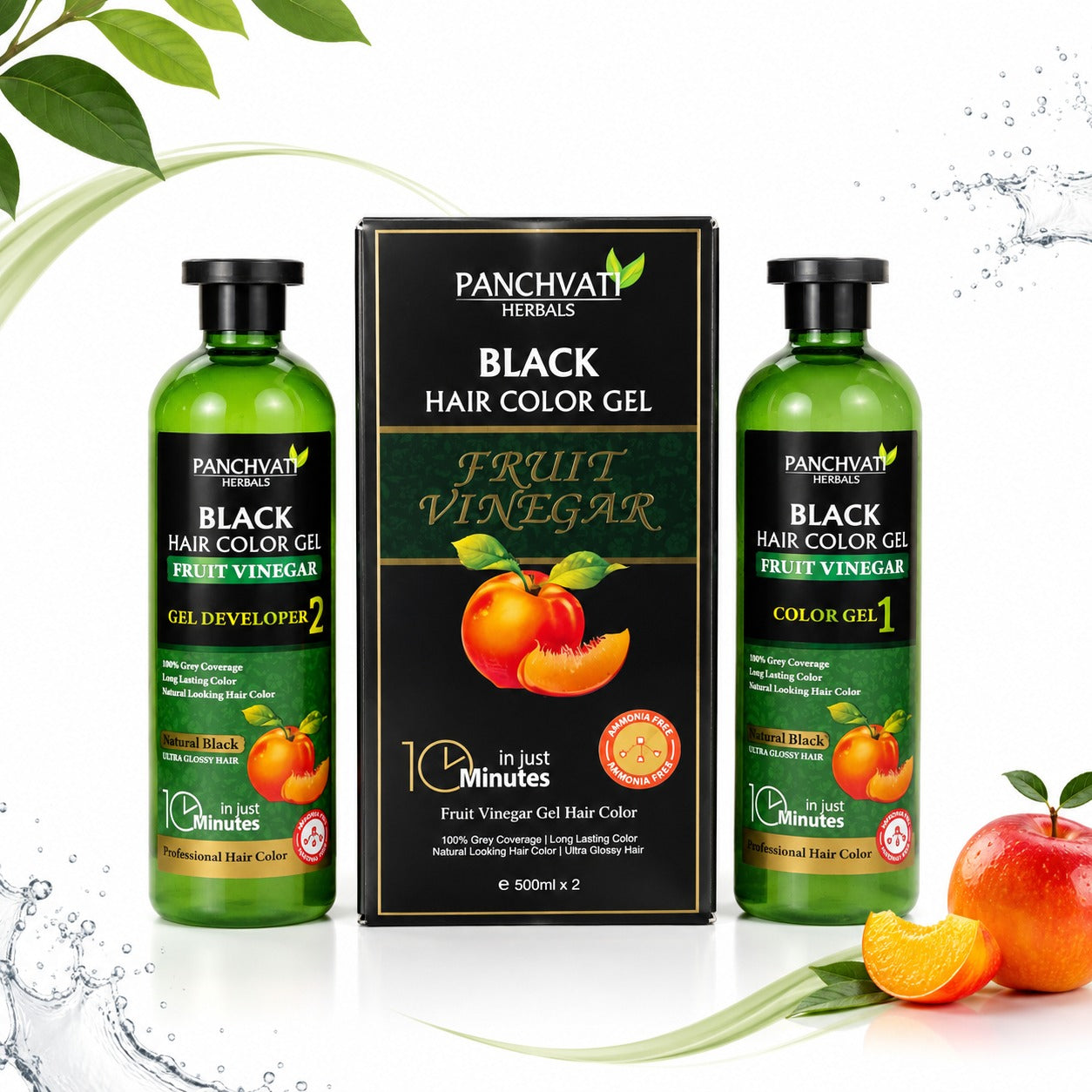 Black Hair Color Gel  Fruit Vinegar (500ml x 2 = 1 Ltr)
