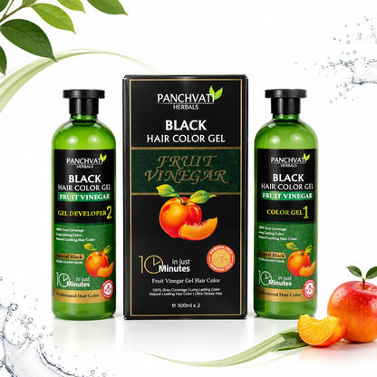 Black Hair Color Gel  Fruit Vinegar (500ml x 2 = 1 Ltr)