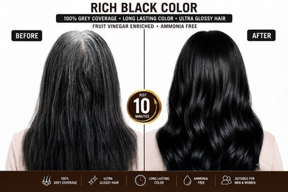 Panchvati Herbals Fruit Vinegar Black Hair Color Gel | Natural Looking Hair Color | No Ammonia | 10 Minute Hair Color | 25ml x 10 Sachets