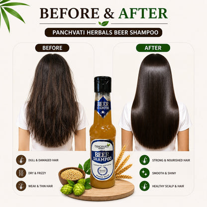 Panchvati Herbals Beer Shampoo for Dry & Dull Hair, 180 ml Each, Pack of 2 (Total 360 ml)