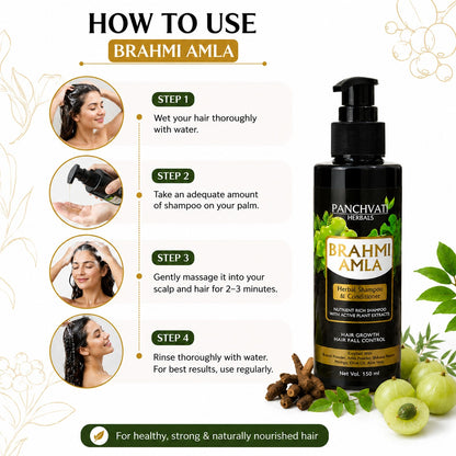 Panchvati Herbals Hair Care Combo | Brahmi Amla Shampoo & Conditioner 150 ml + Adivasi Hair Oil 250 ml