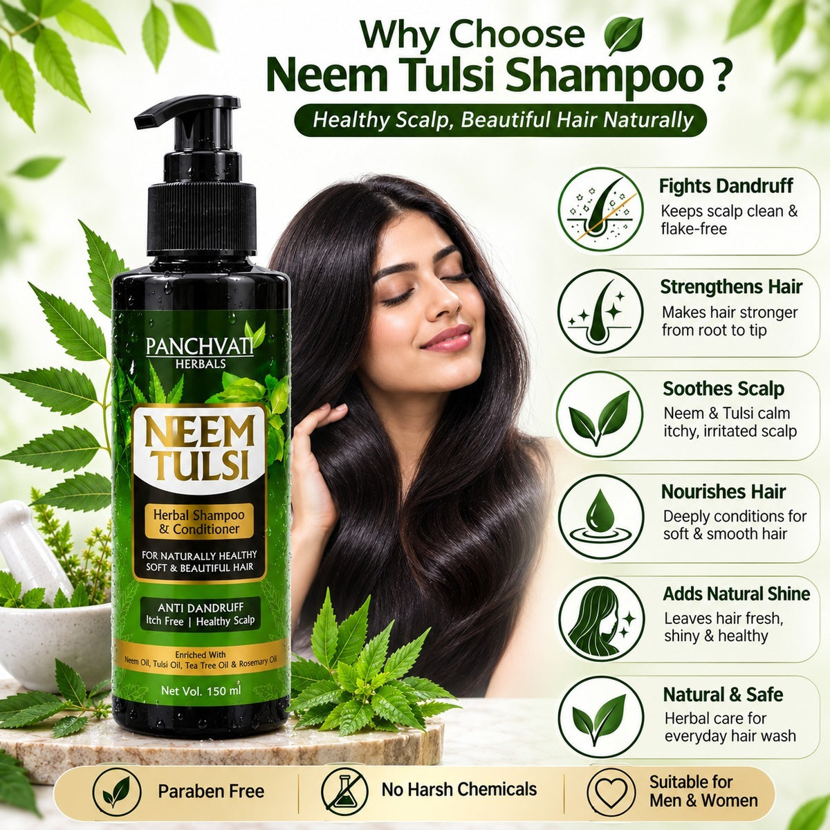 Neem Tulsi Herbal Shampoo - 150ml