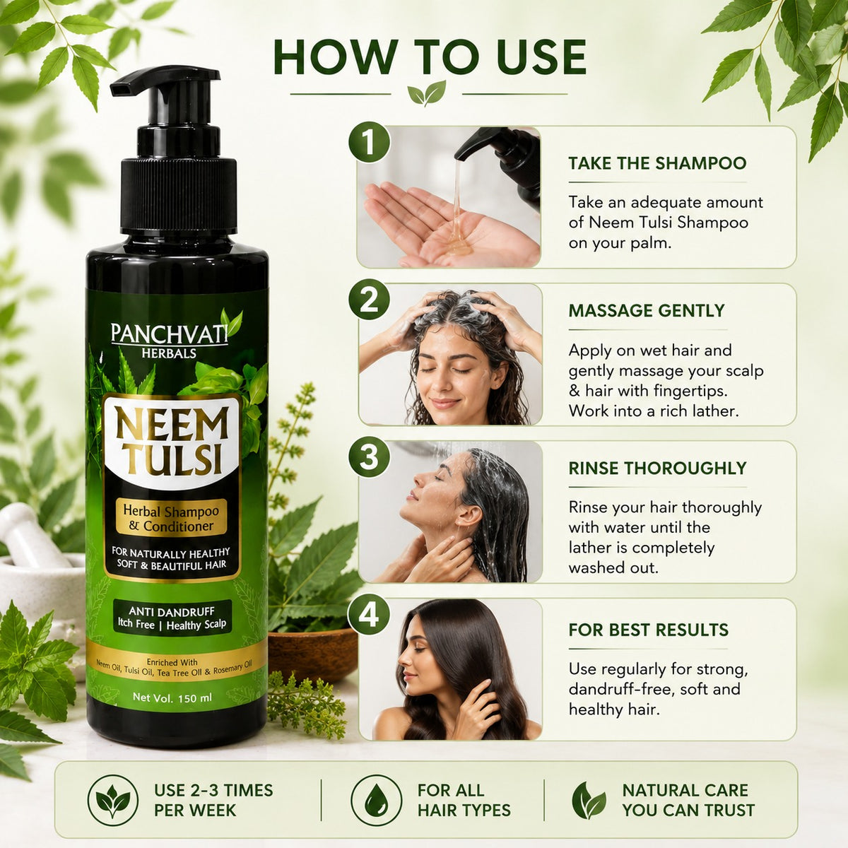 Neem Tulsi Herbal Shampoo - 150ml