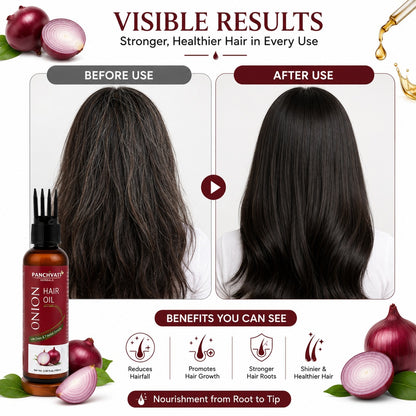 Panchvati Herbals Onion Hair Oil for Hair Fall Control & Hair Damage Care | For Men & Women | Pack of 2 | 100 ml Each | Total 200 ml