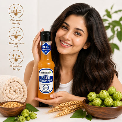 Panchvati Herbals Beer Shampoo for Dry & Dull Hair, 180 ml Each, Pack of 2 (Total 360 ml)