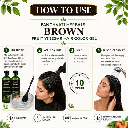 Brown Hair Color Gel  Fruit Vinegar (500ml x 2 = 1 Ltr)