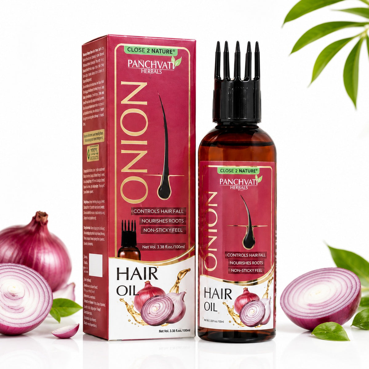Panchvati Herbals Onion Hair Oil for Hair Fall Control & Hair Growth, 100 ml Each, Pack of 2