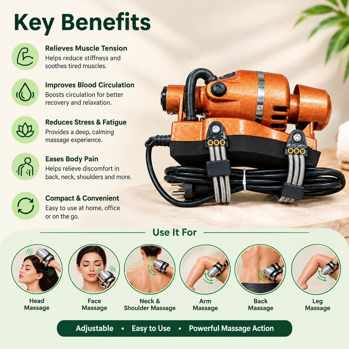 Panchvati Herbals Professional Finger & Hand Massager | Double-Speed Electric Therapy Machine | Relieves Hand Fatigue, Stress & Muscle Pain | Copper Color