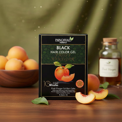 Fruit Vinegar Black Hair Color Gel |  100% Grey Coverage | 25ml × 10 Pouch= 250 ml