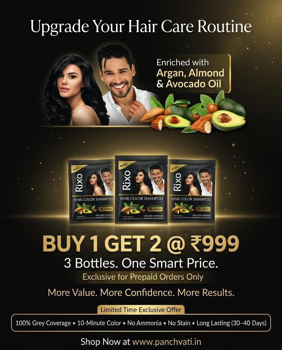 Rixo Black Hair Color Shampoo | Guaranteed No Stain On Skin | 100% Grey Coverage | Buy 1 Get 2 & 1 Surprise Gift